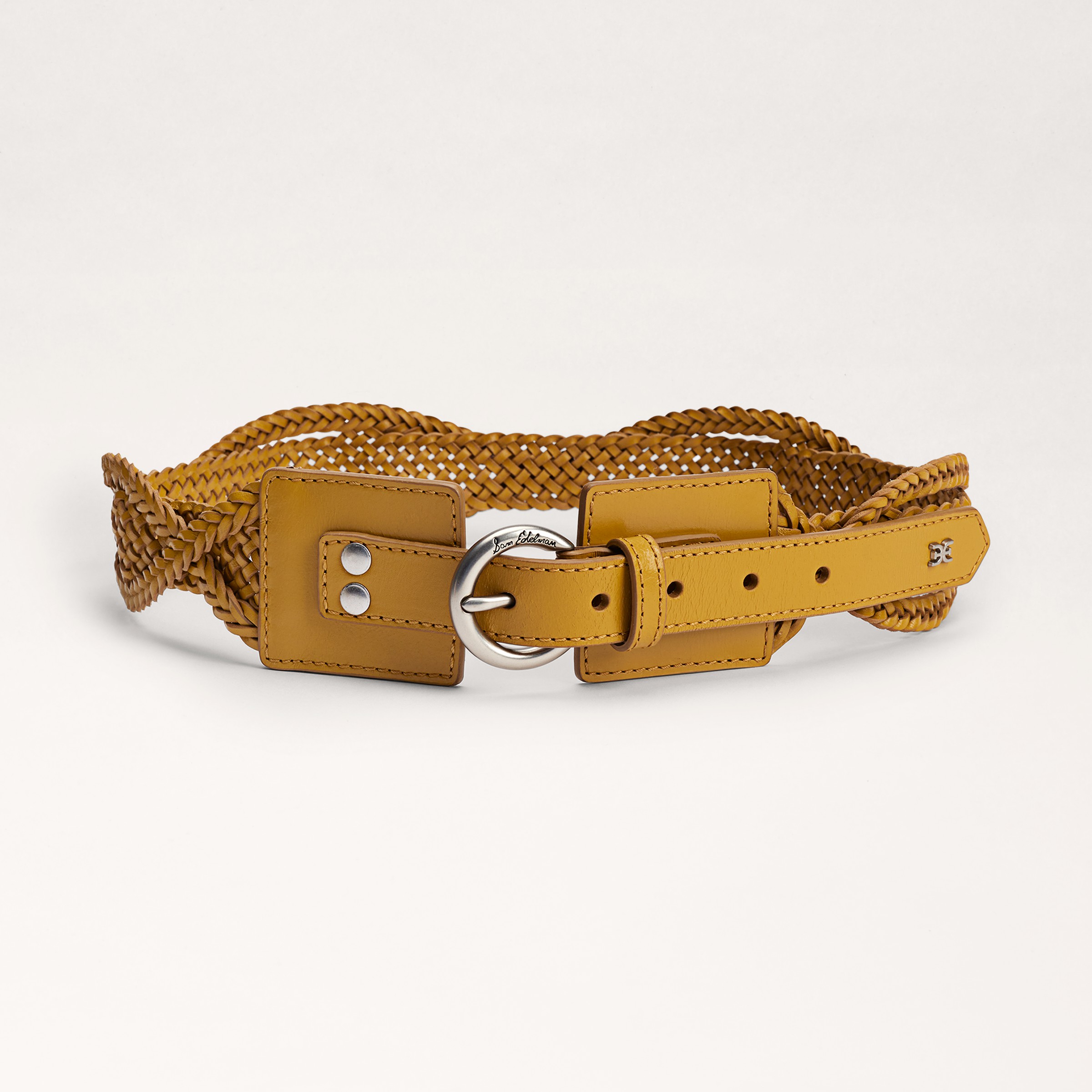 Sam Edelman 60mm Twist Braid Belt Mustard Leather In Yellow