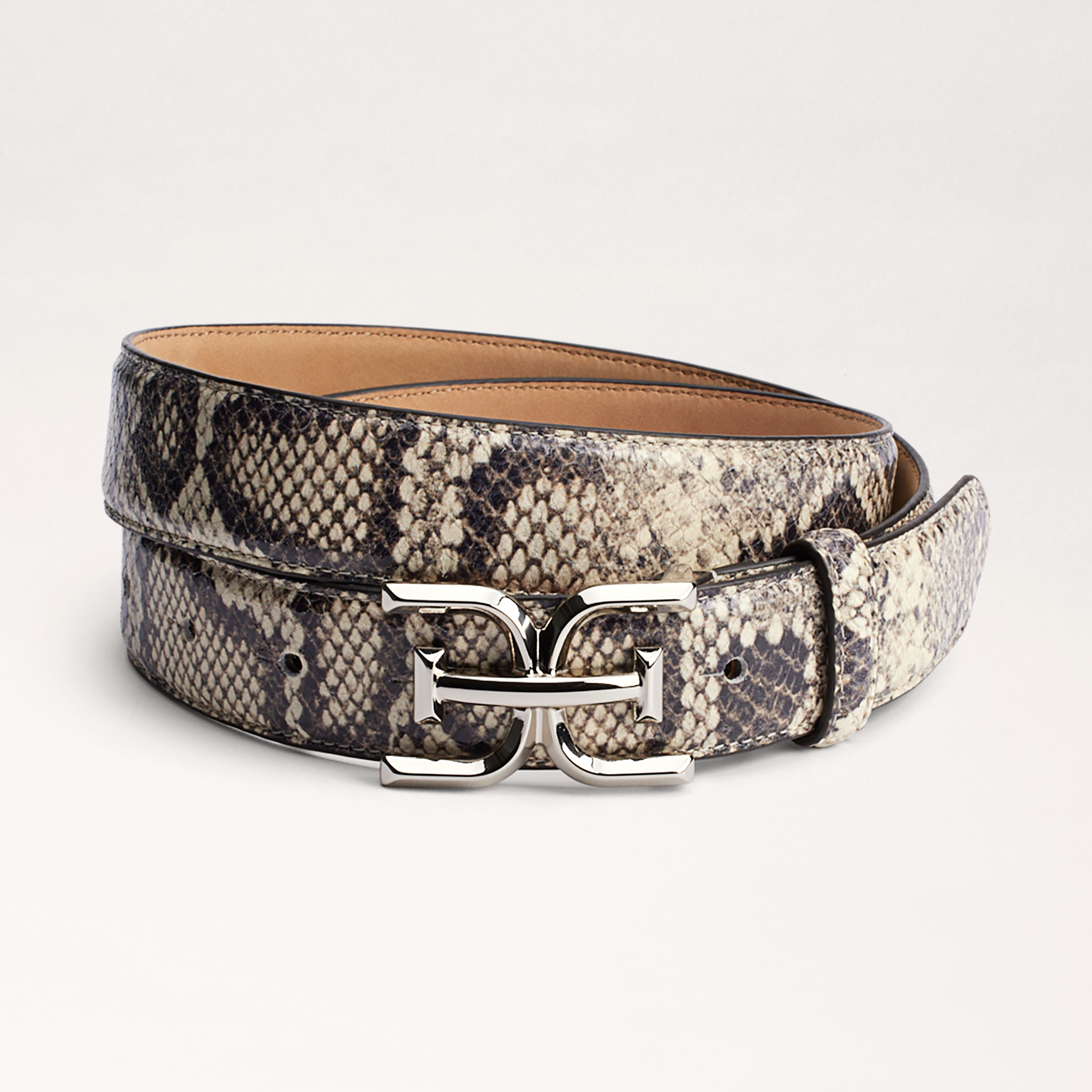 Sam Edelman 30mm Logo Belt Off White Snake In White