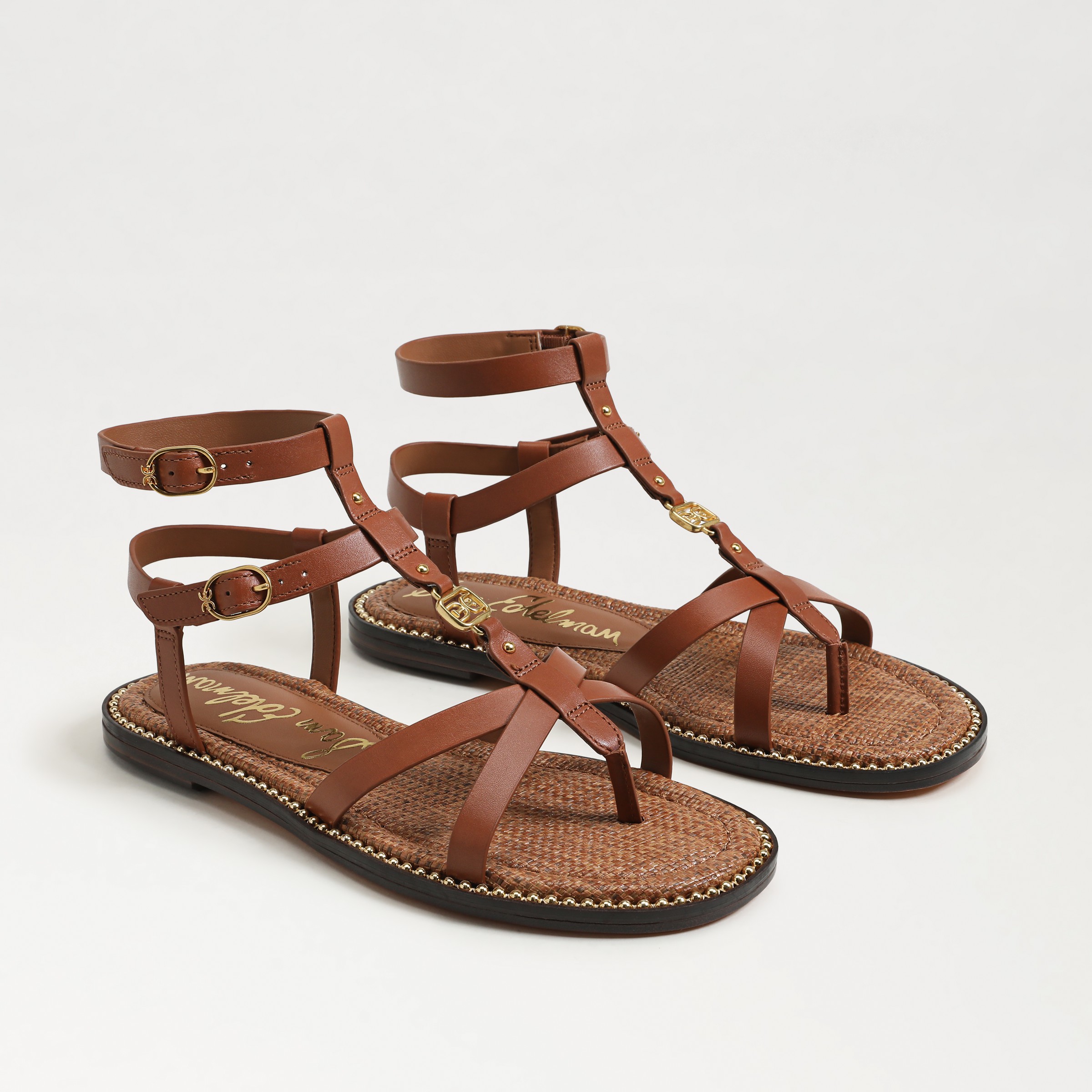 Sam Edelman Teeni Gladiator Sandal Cognac Brown Leather In Brown