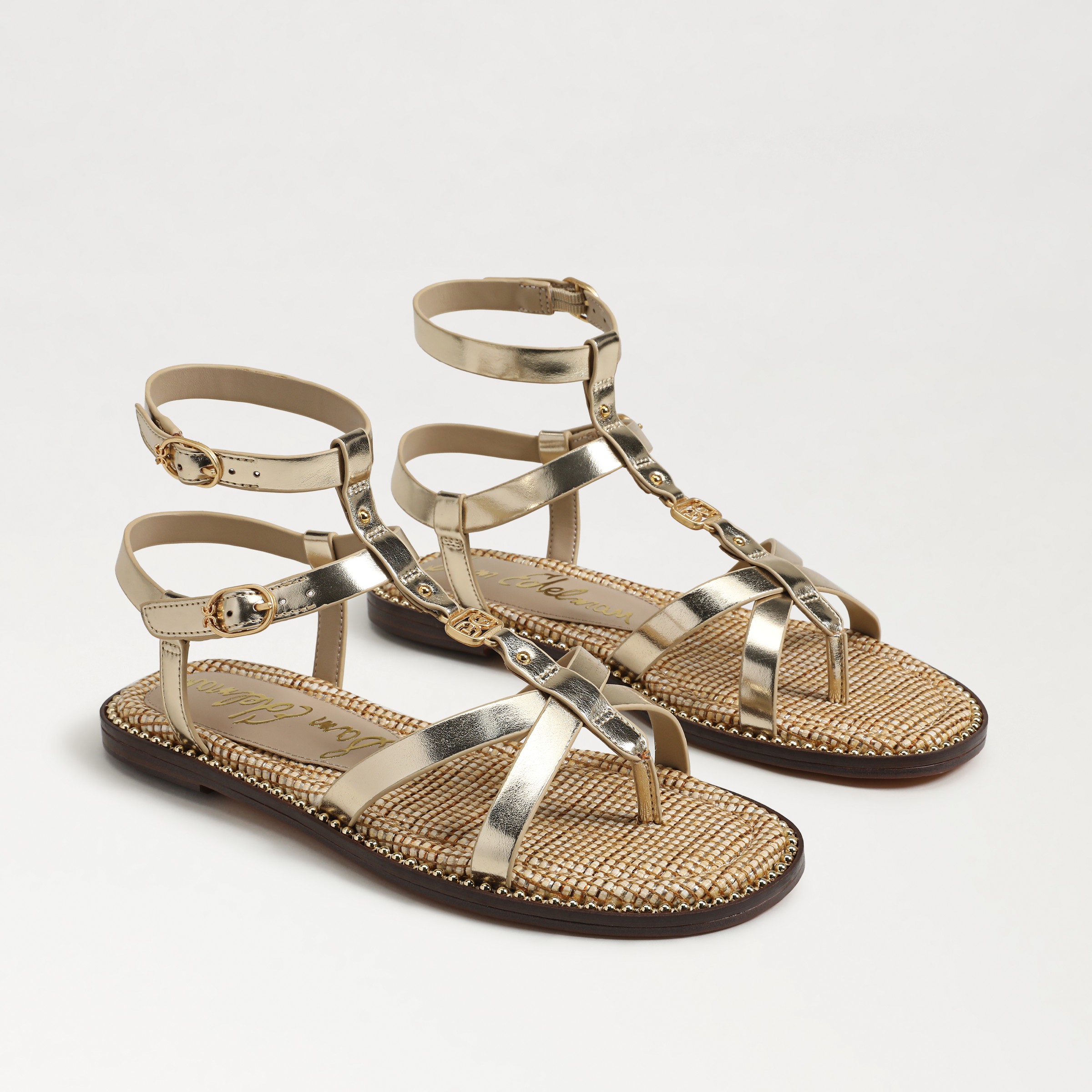 Sam Edelman Teeni Gladiator Sandal Amber Gold Leather In Gold