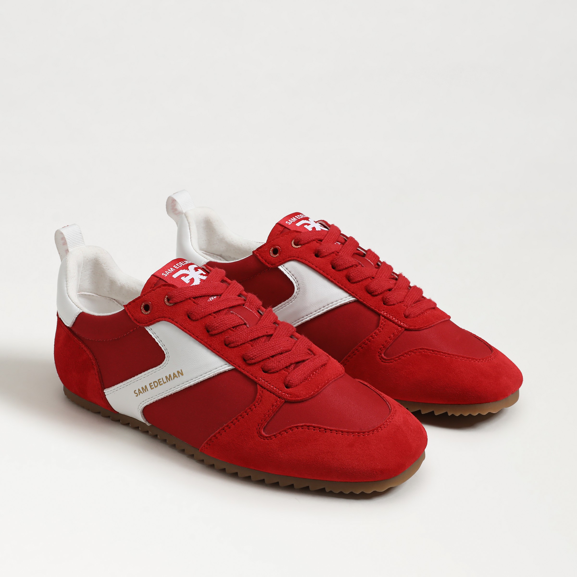 Sam Edelman Zaria Lace Up Sneaker Red Suede In Red