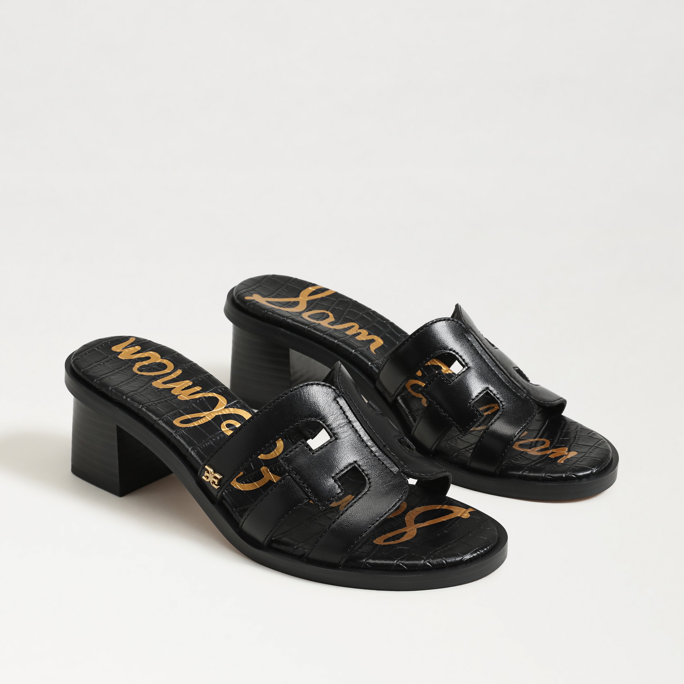 Sam Edelman Tasha Block Heel Sandal Black Leather