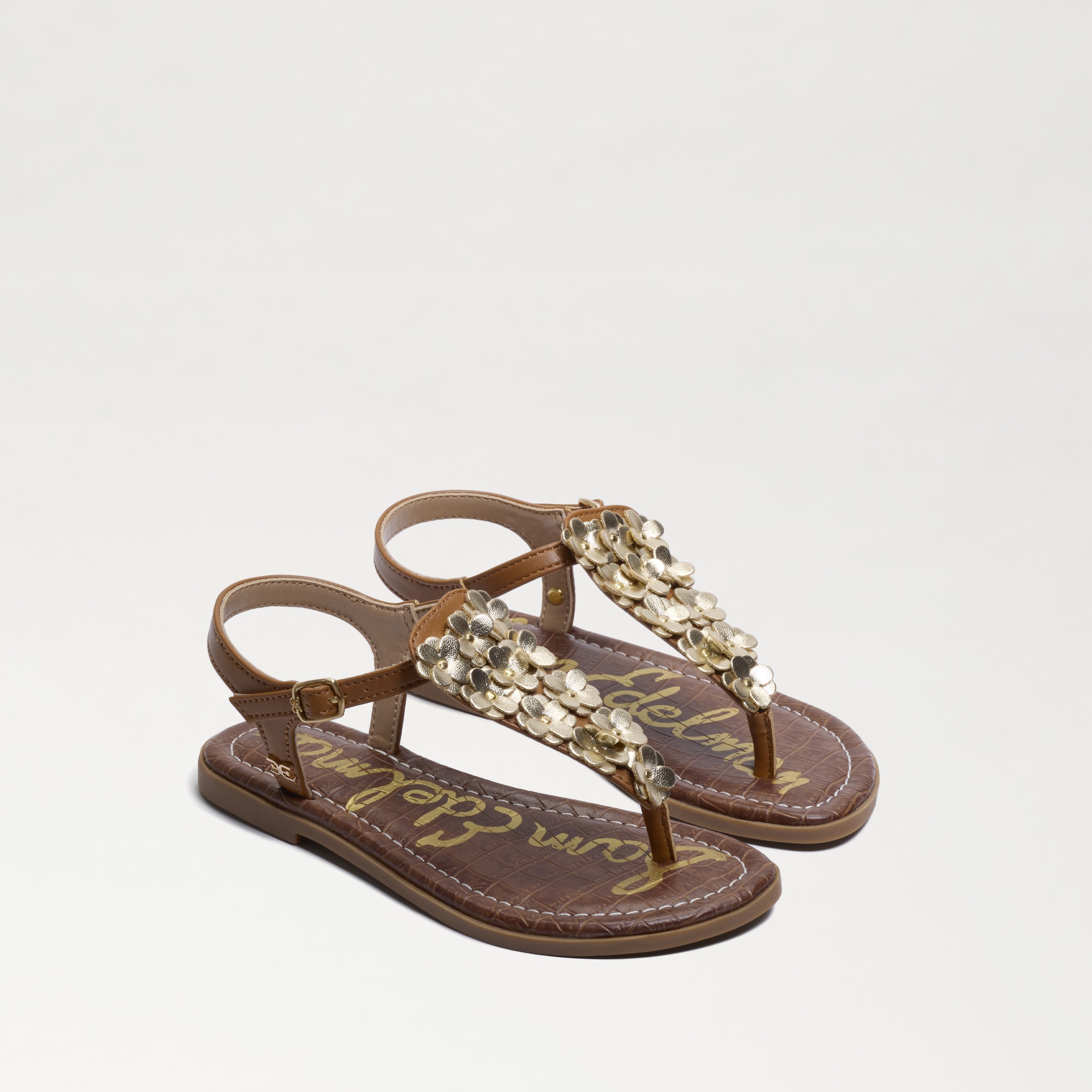 Sam Edelman Kids' Gigi Flower Gladiator Cognac In Brown