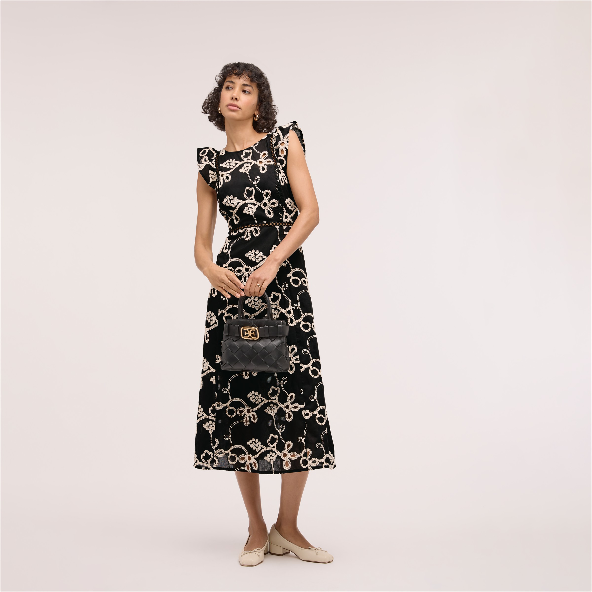 Sam Edelman Rope Embroidered Eyelet Maxi Dress Black In Black