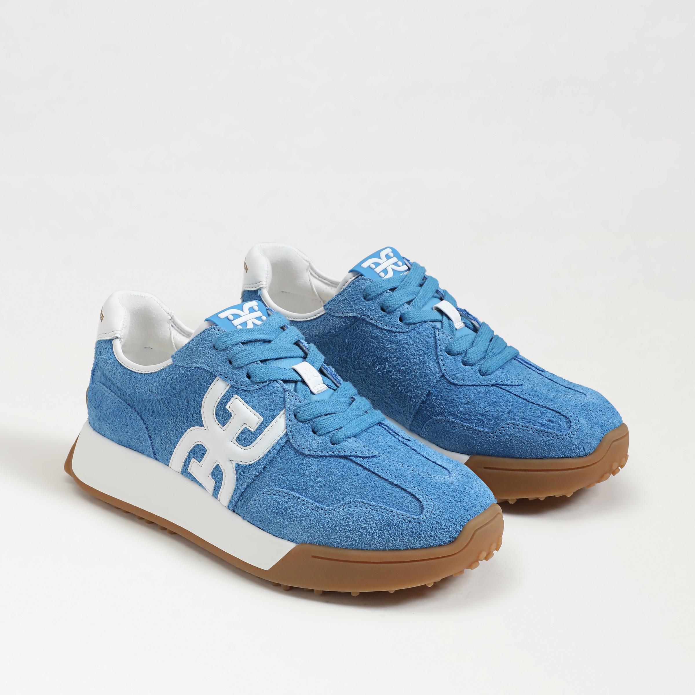 Sam Edelman Langley Lace Up Sneaker Azure Blue Suede In Blue