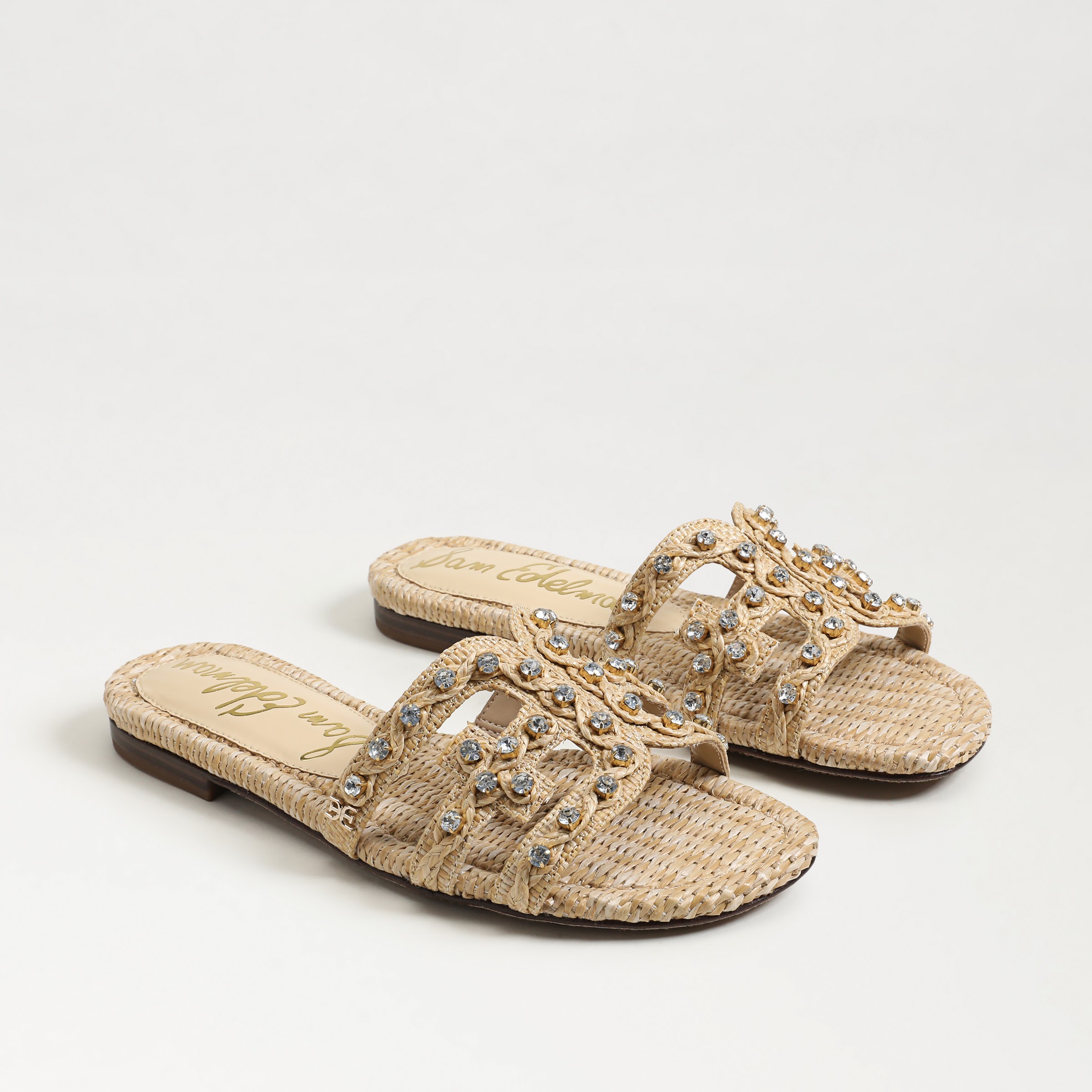 Sam Edelman Bay Jewel Slide Sandal Bleached Beechwood Weave In Nude