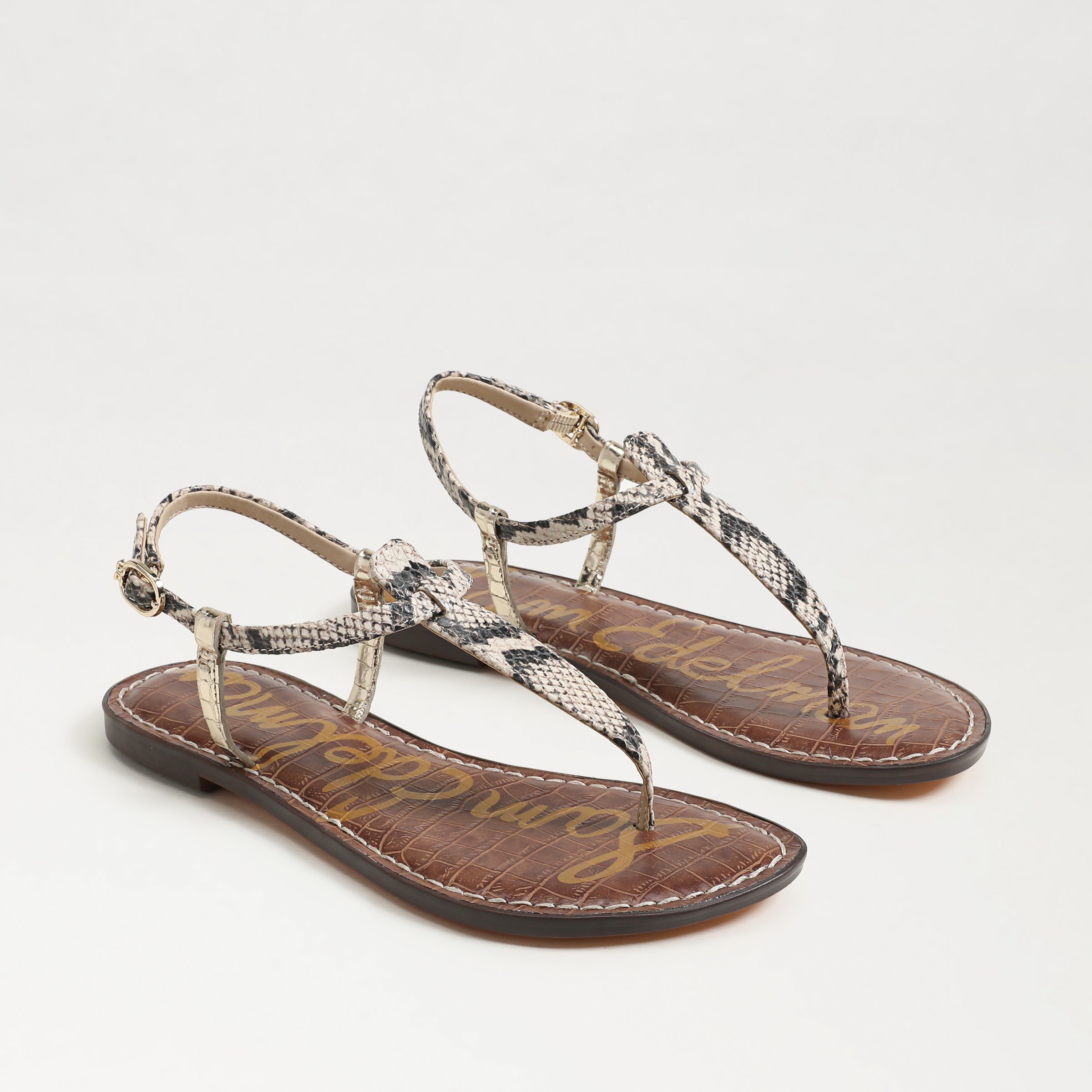 Sam Edelman Gigi Thong Sandal Roccia/jute Python In Beige