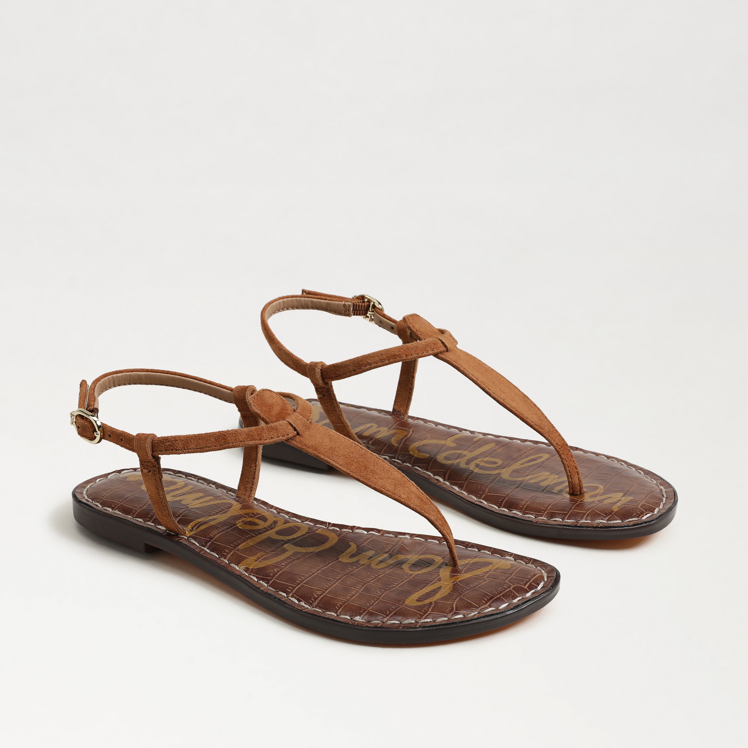 Sam Edelman Gigi Womens Metallic Snake Print Thong Sandals In Brown