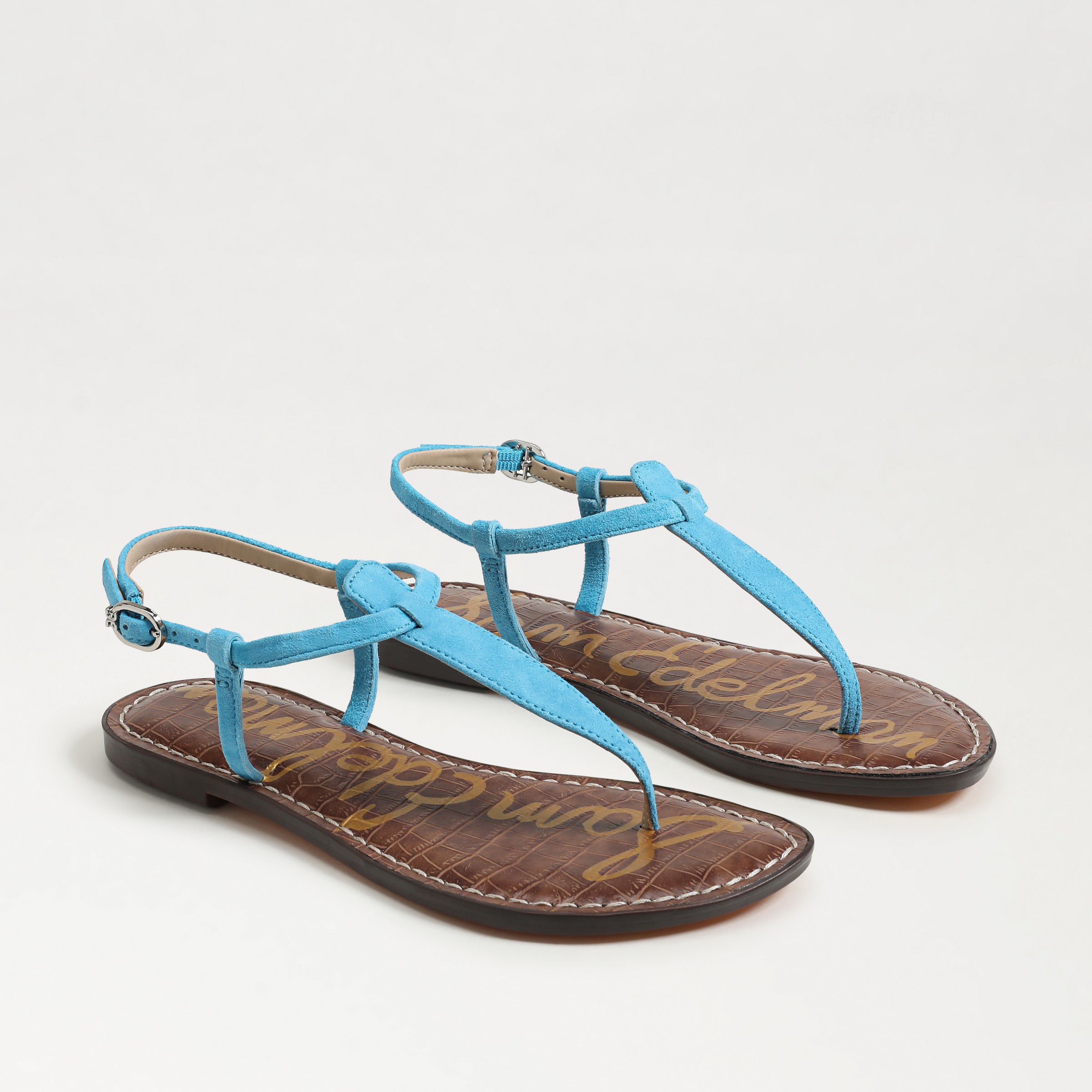 Sam Edelman Gigi Thong Sandal Agua Azure Suede In Blue