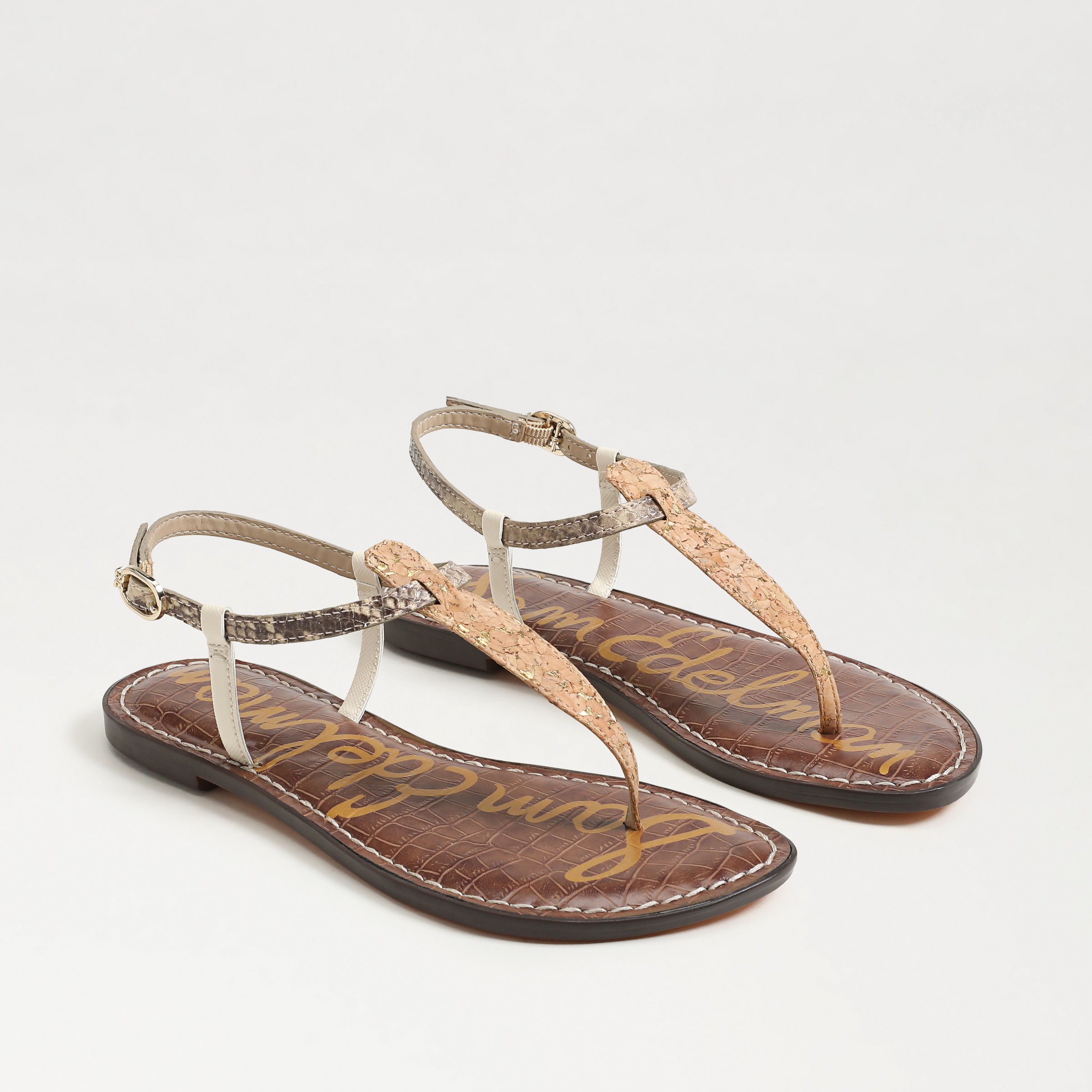 Sam Edelman Gigi Thong Sandal Natural Multi Python In Brown