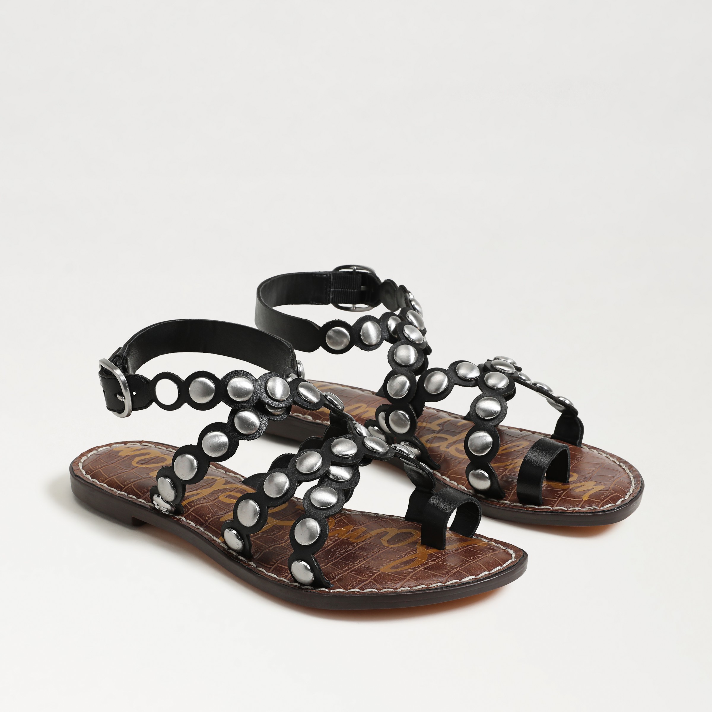 Sam Edelman Gloria Ankle Strap Sandal Black Leather In Black