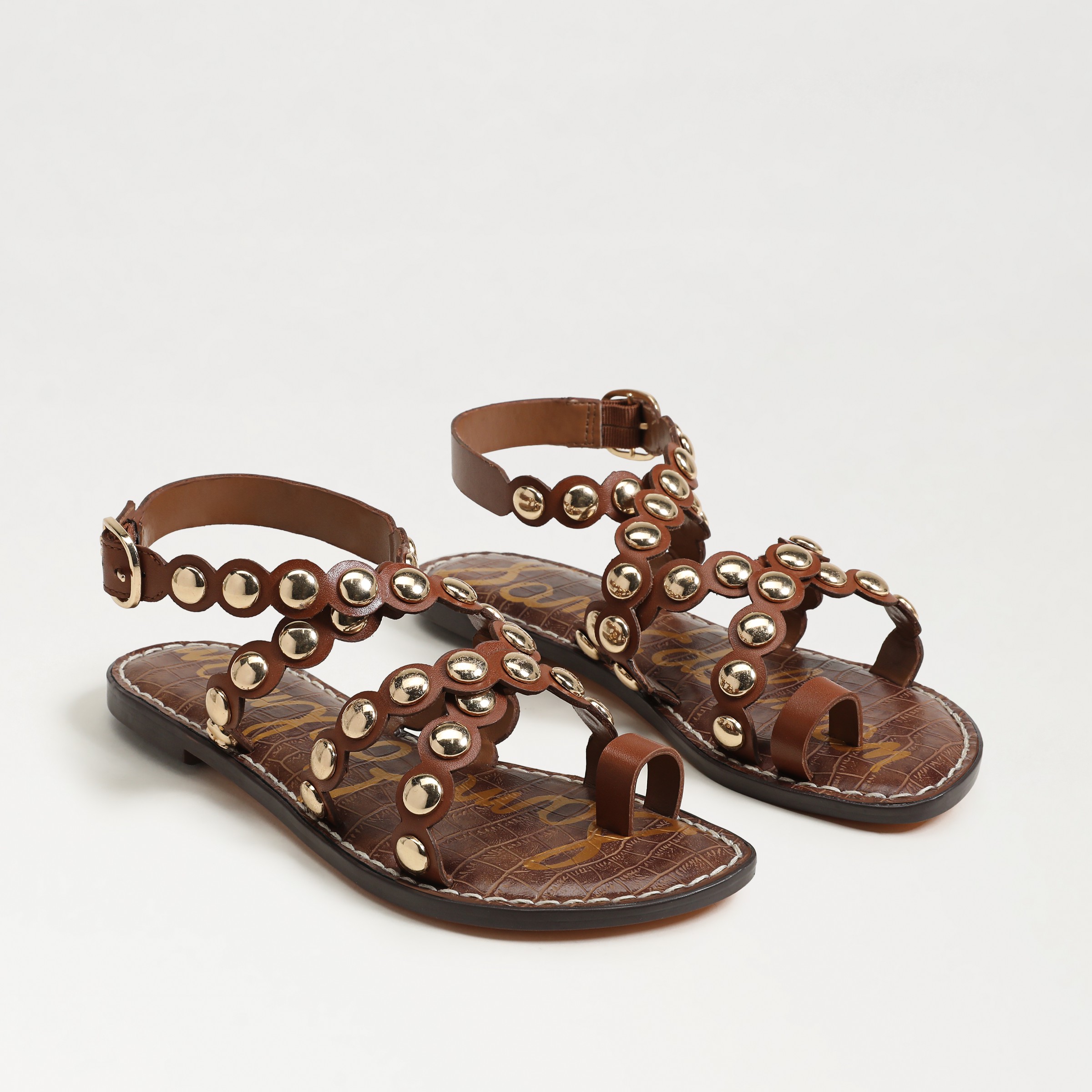 Sam Edelman Gloria Ankle Strap Sandal Rich Cognac Leather In Brown
