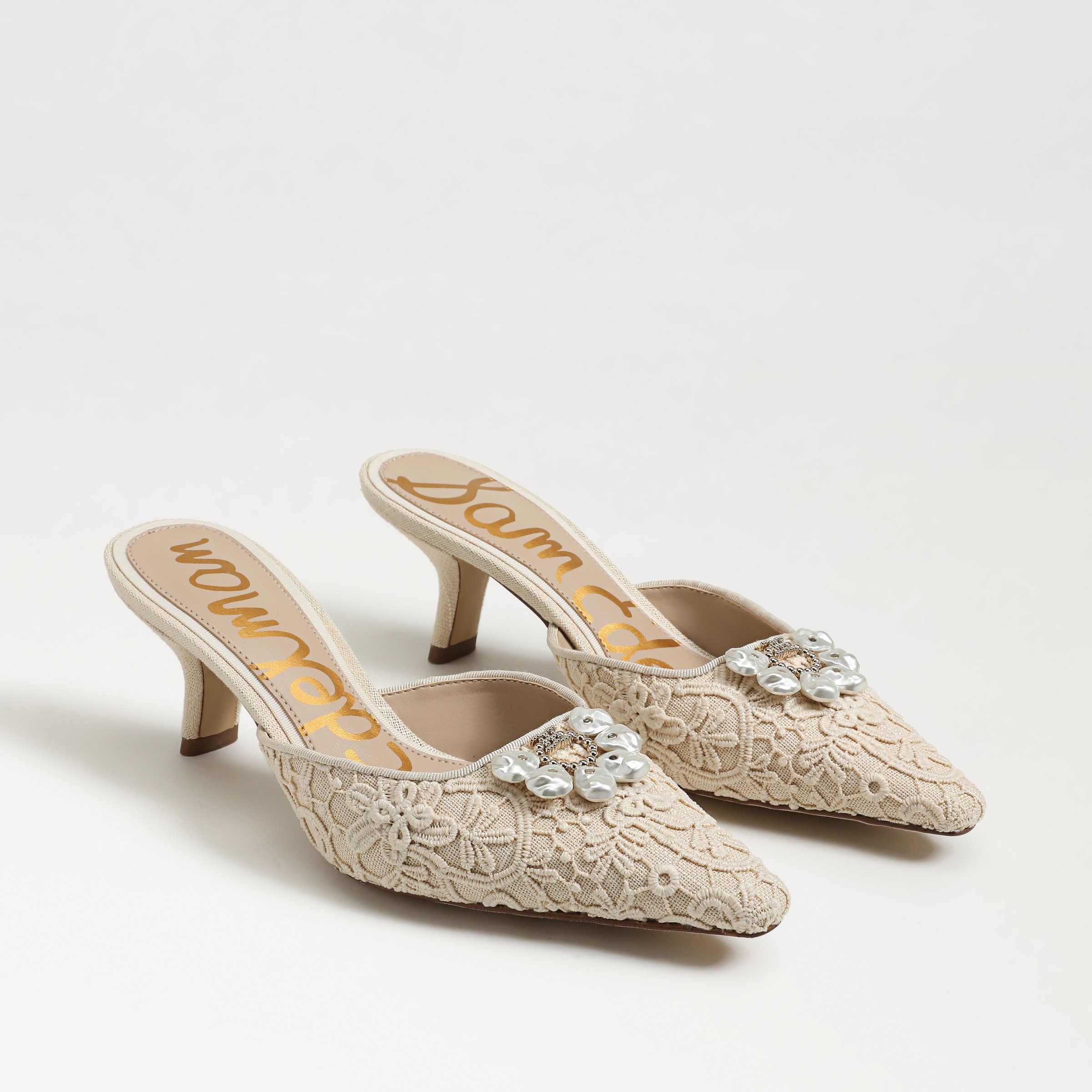 Sam Edelman Brit Orchid Kitten Heel Mule Ivory In Multi