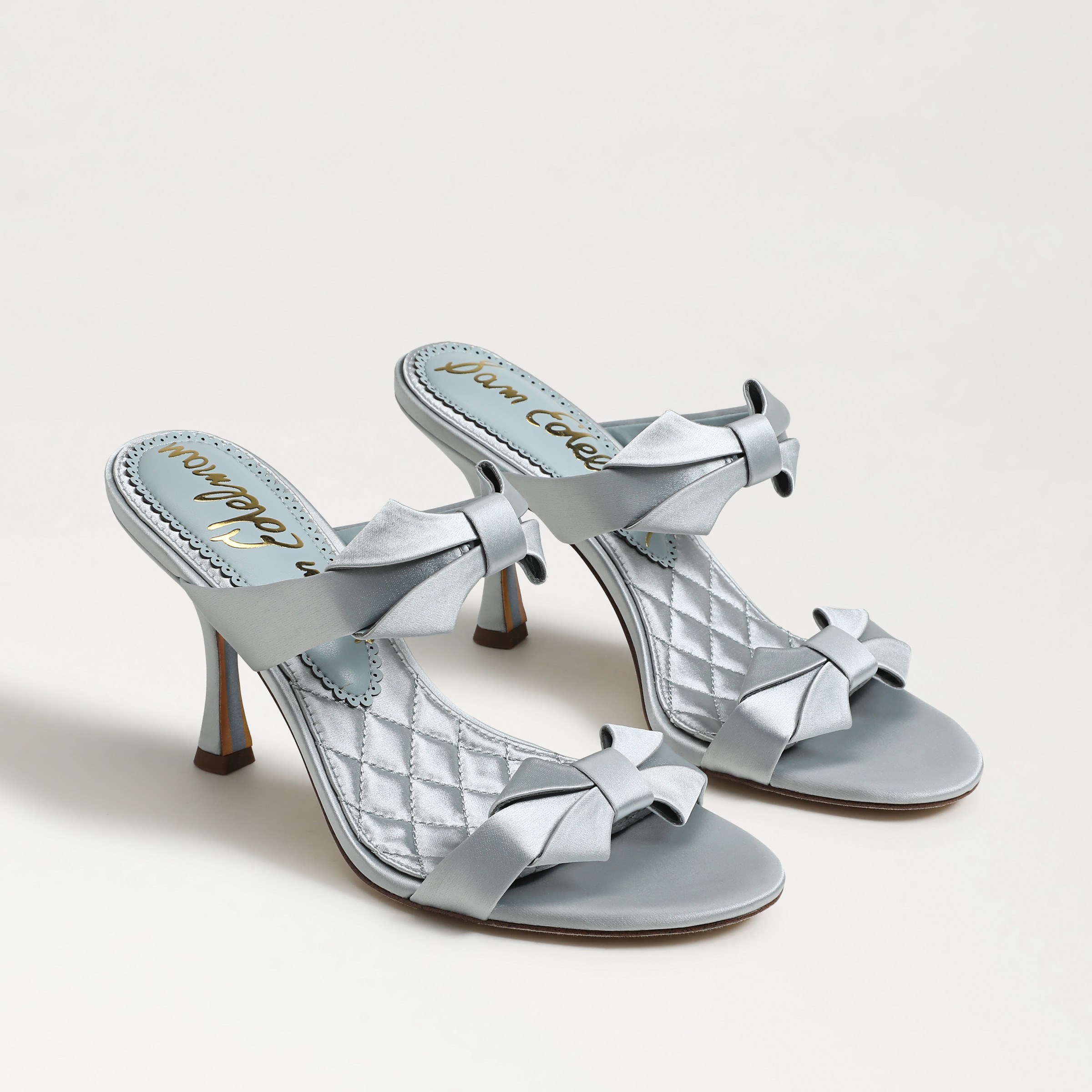 Sam Edelman Jasmine Double Strap Heel Mule Cape Blue Satin In Blue