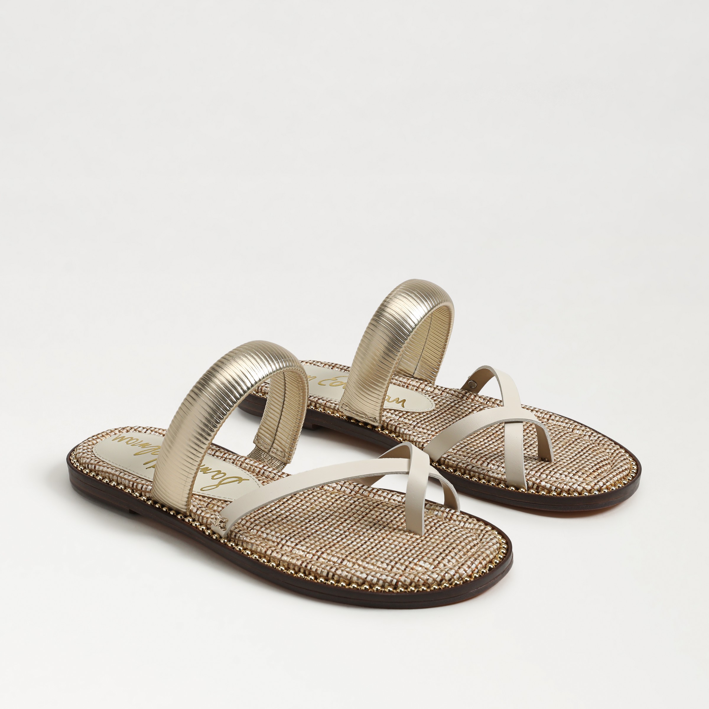 Sam Edelman Tillie Strappy Slide Sandal Modern Ivory Leather In Yellow