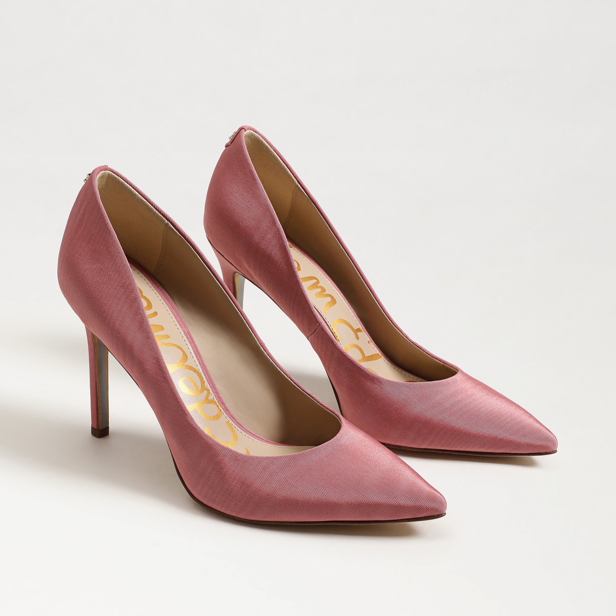 Sam Edelman Hazel Pointed Toe Pump Luxe Rose Satin Fabric In Pink