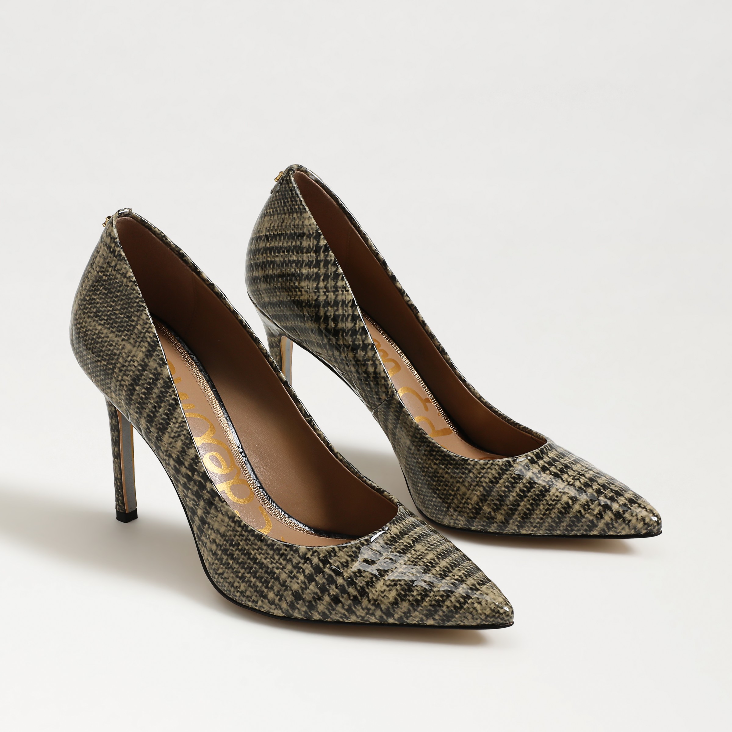 Sam Edelman Hazel Pointed Toe Pump Khaki Multi Satin Fabric In Green