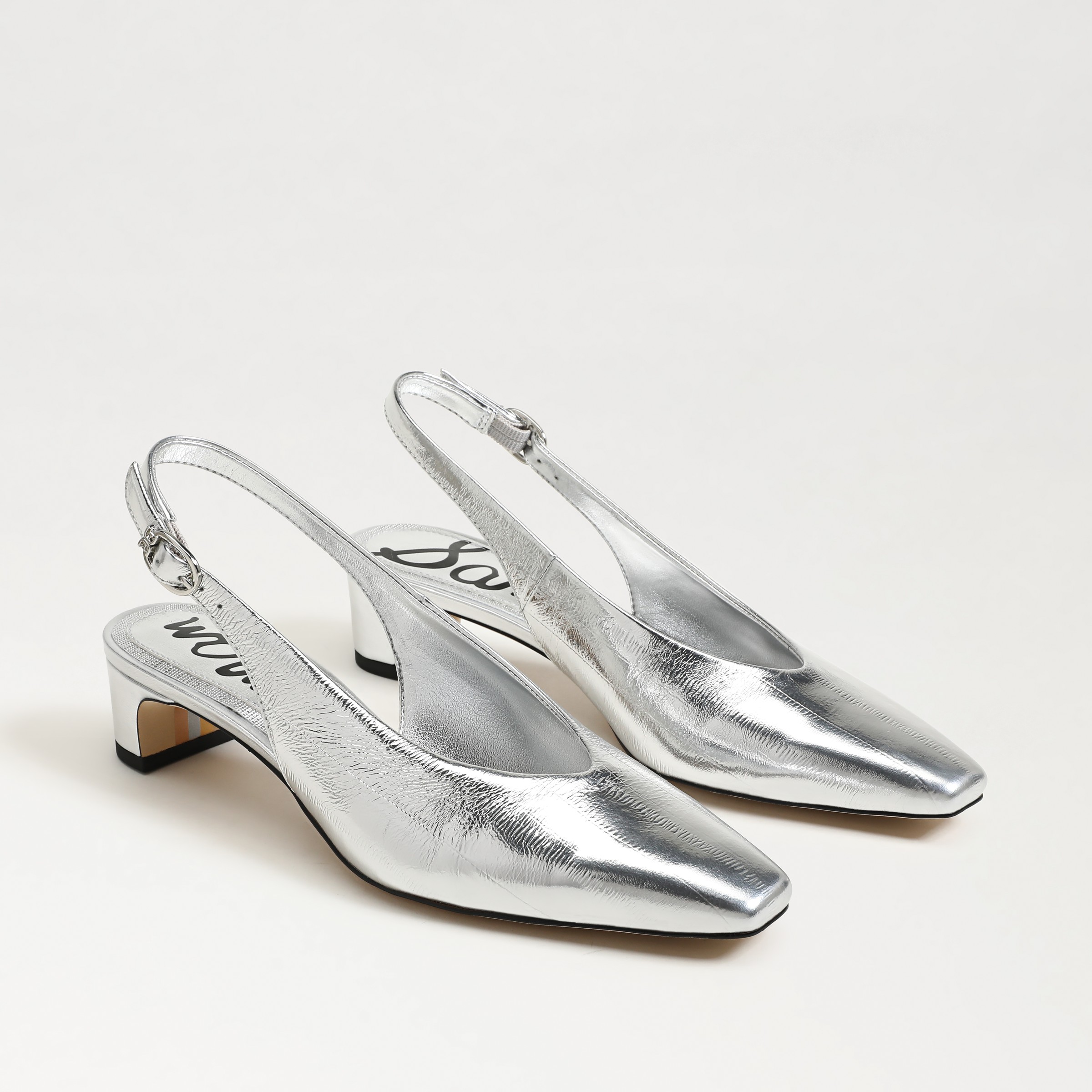 Sam Edelman Ronnie Slingback Heel Silver Leather