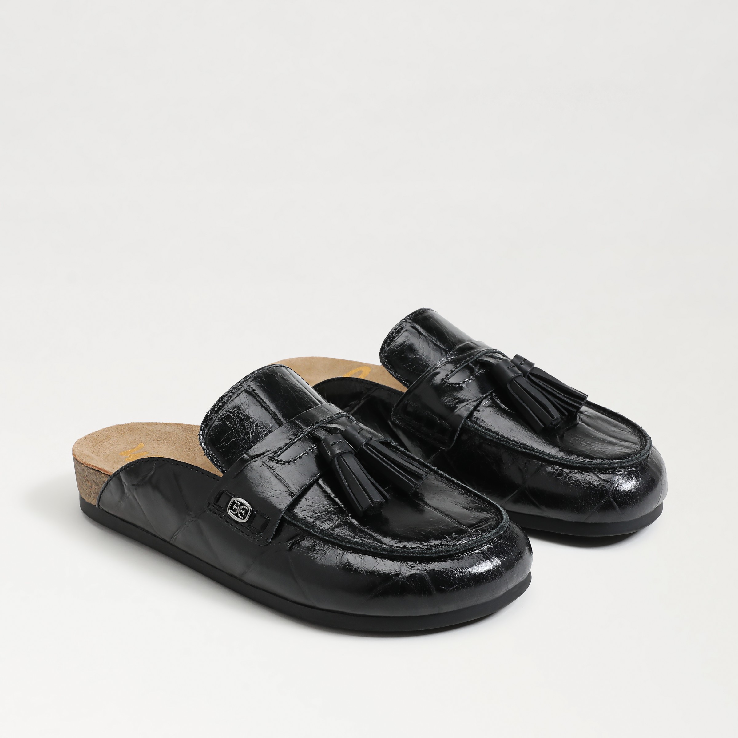 Sam Edelman Astrid Mule Black Croco Embossed Leather In Black