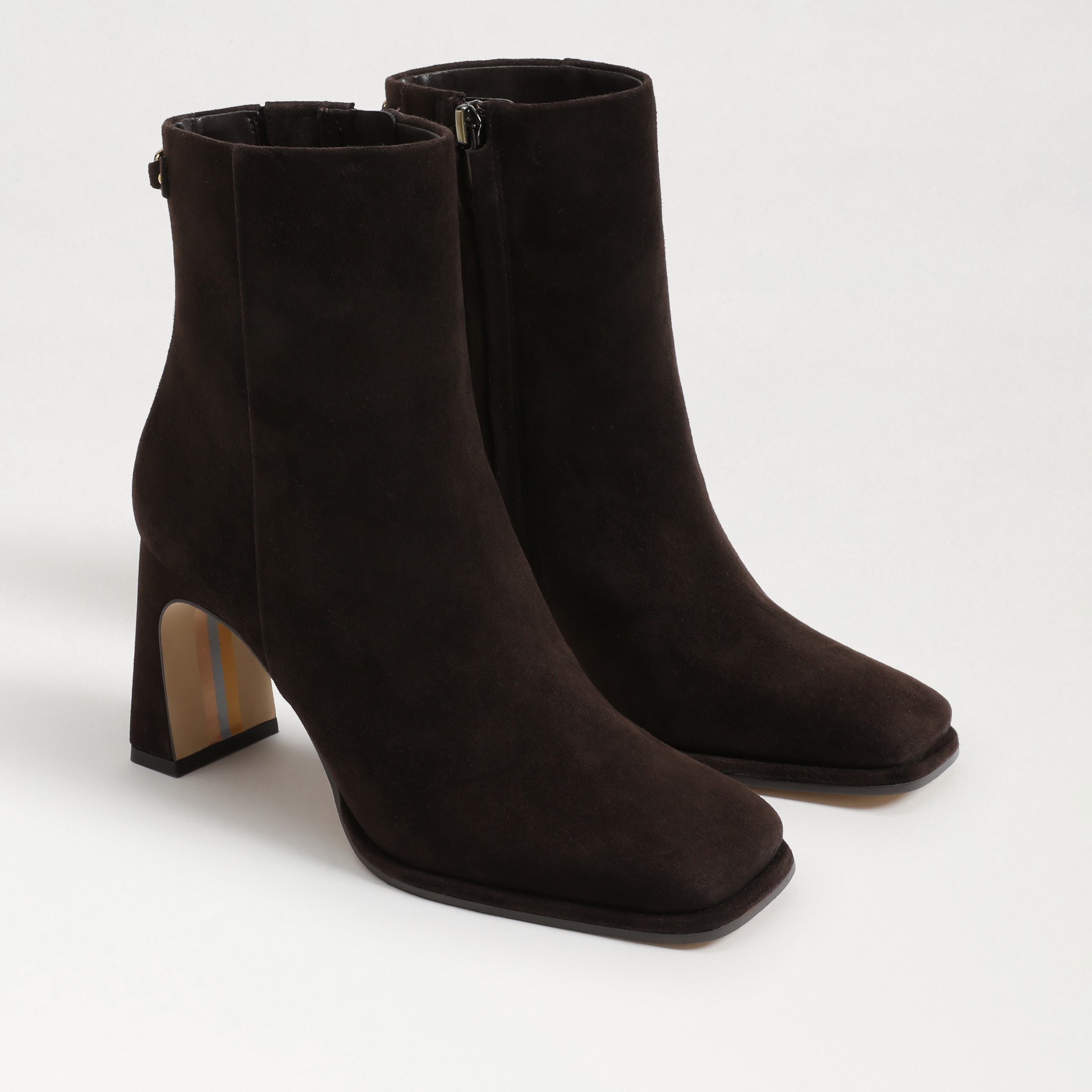 Shop Sam Edelman Irie Square Toe Ankle Bootie Chocolate Brown Suede