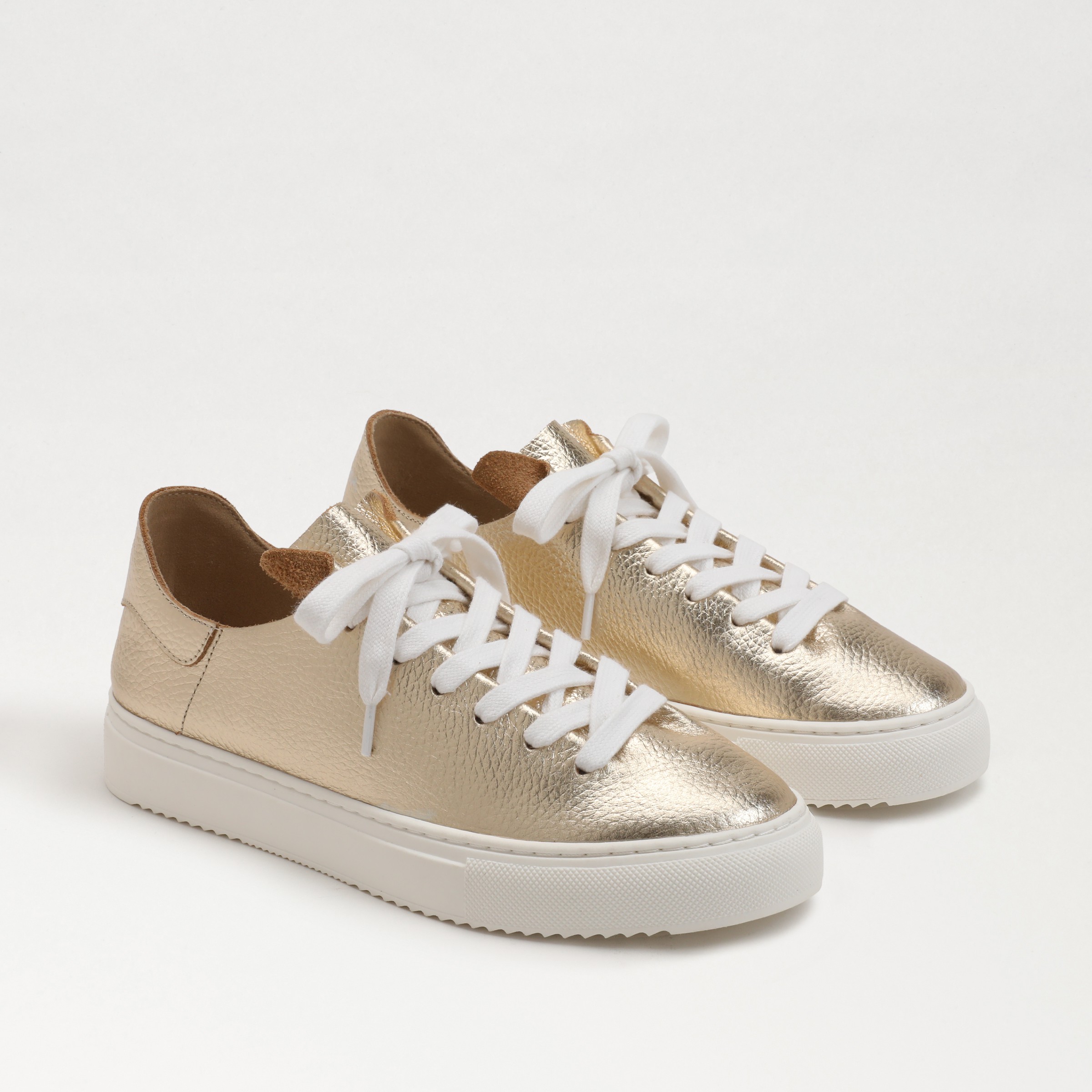 Shop Sam Edelman Poppy Lace-up Sneaker Gold Leather