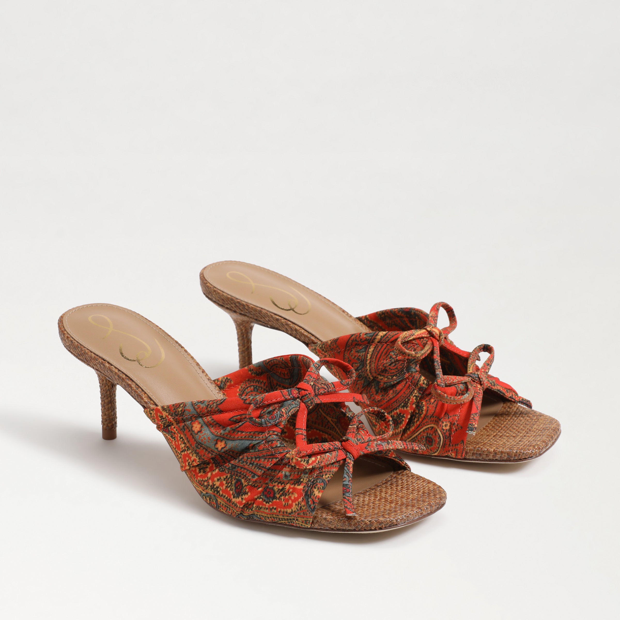 Sam Edelman Pia Slip-on Kitten-heel Sandals Women's Shoes In Orange