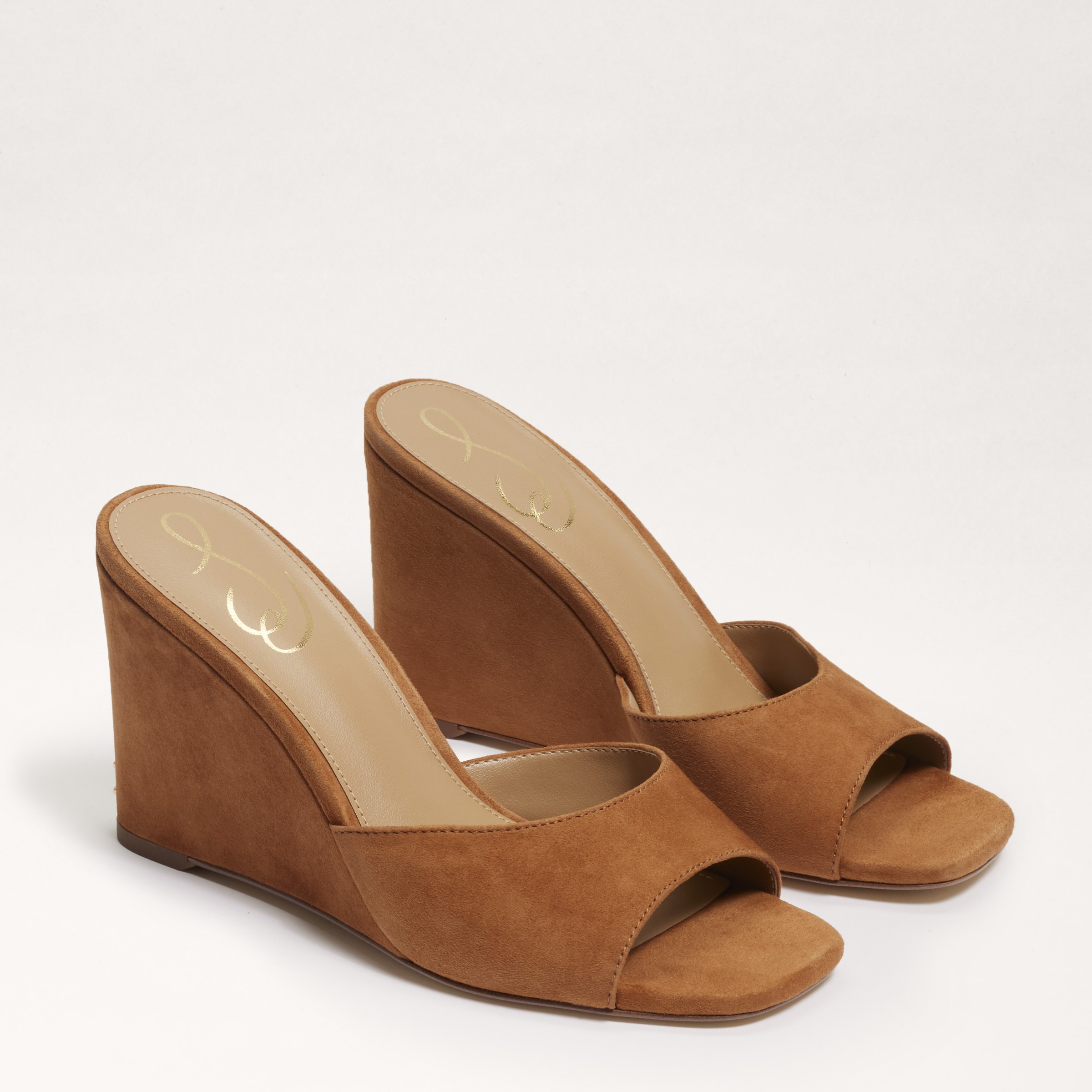 Sam Edelman Merrick Womens Suede Slip-on Wedge Sandals In Brown