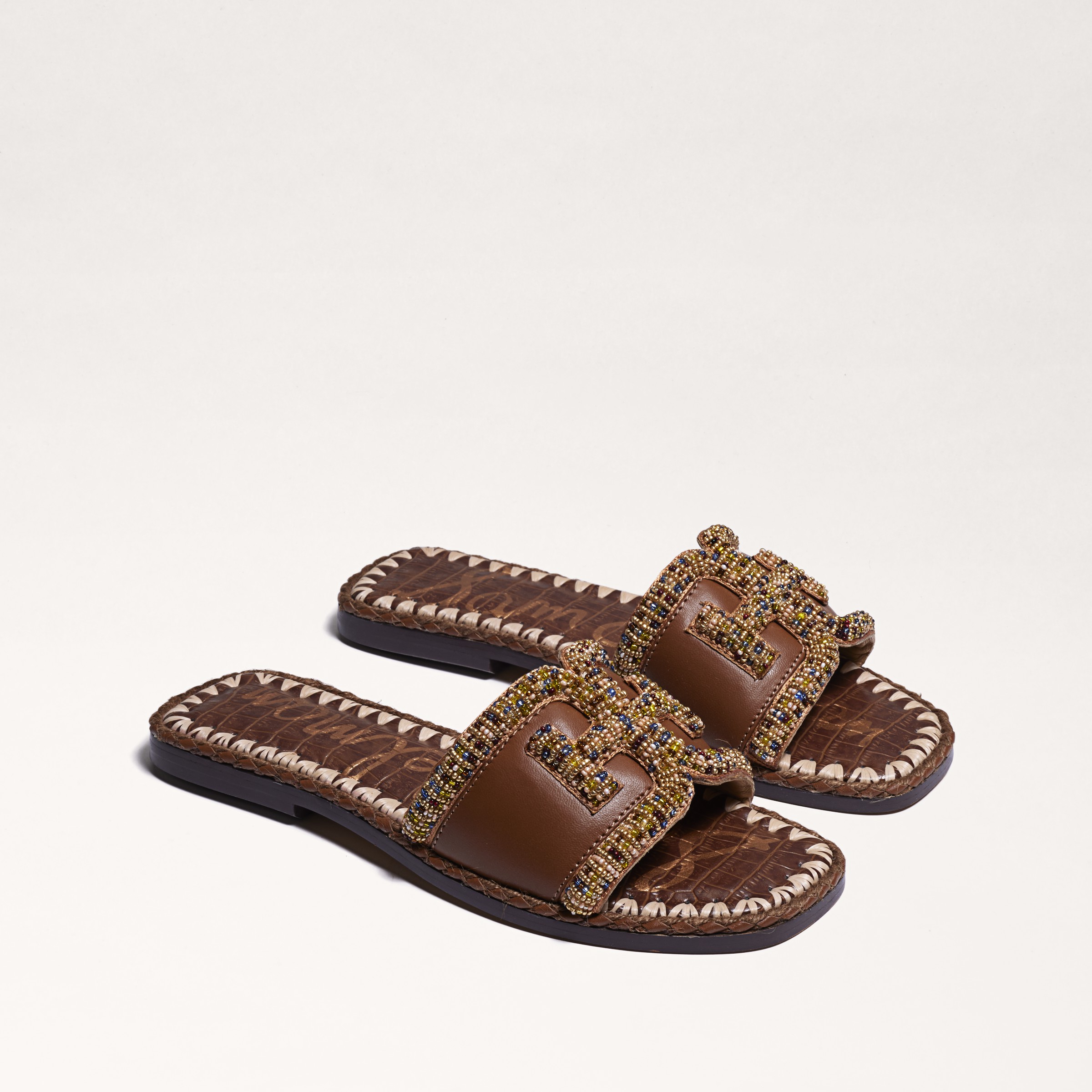 Shop Sam Edelman Fitz Slide Sandal Cognac Leather In Brown