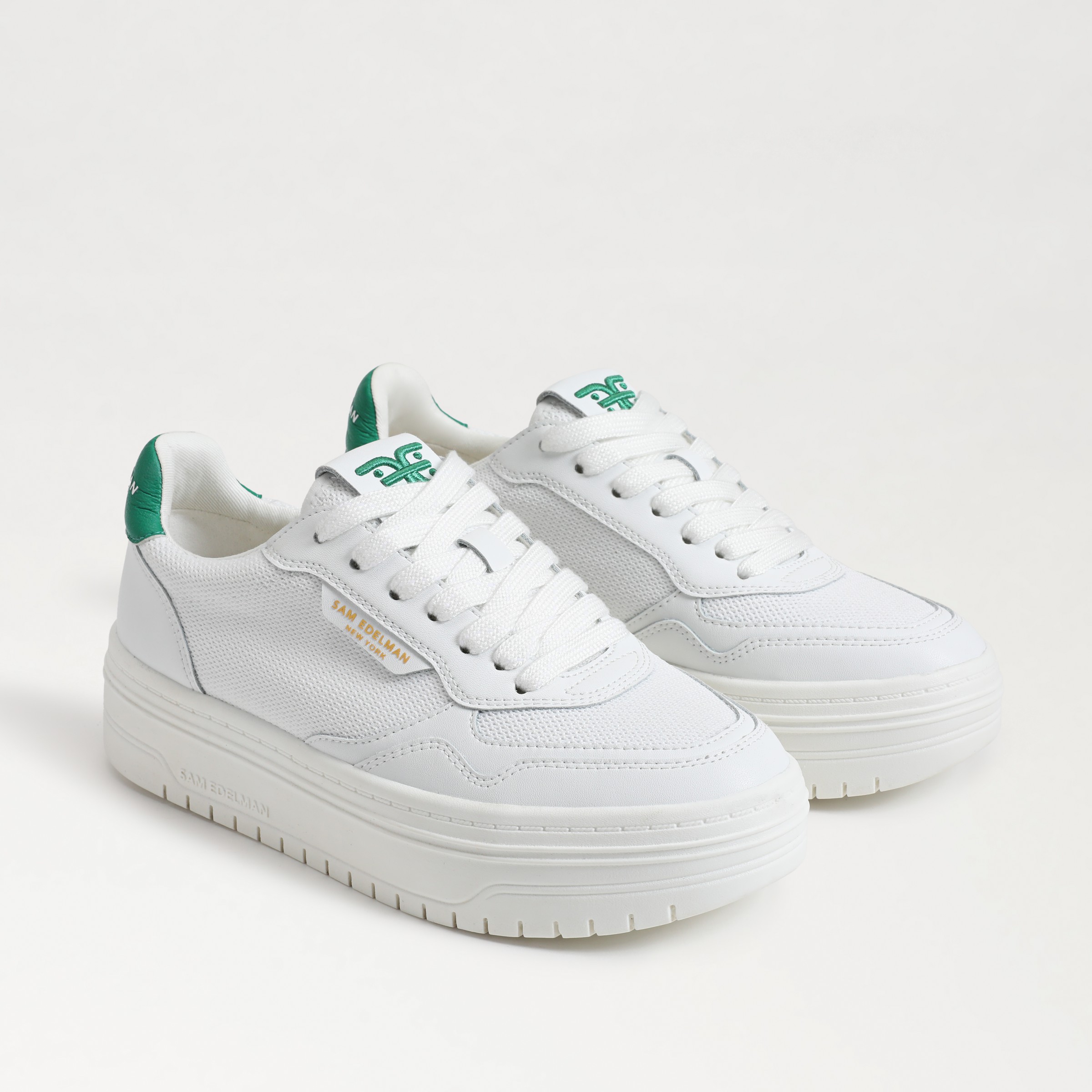 Shop Sam Edelman Blaine Lace Up Platform Sneaker White/green