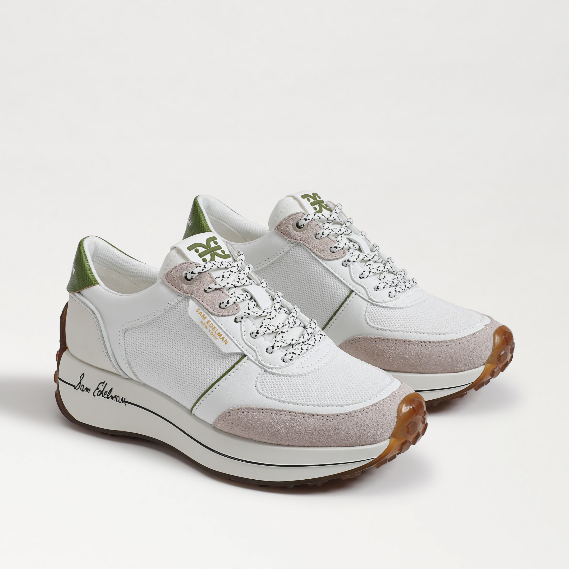 Sam Edelman Jayce Platform Sneaker Lily White / Matcha Green