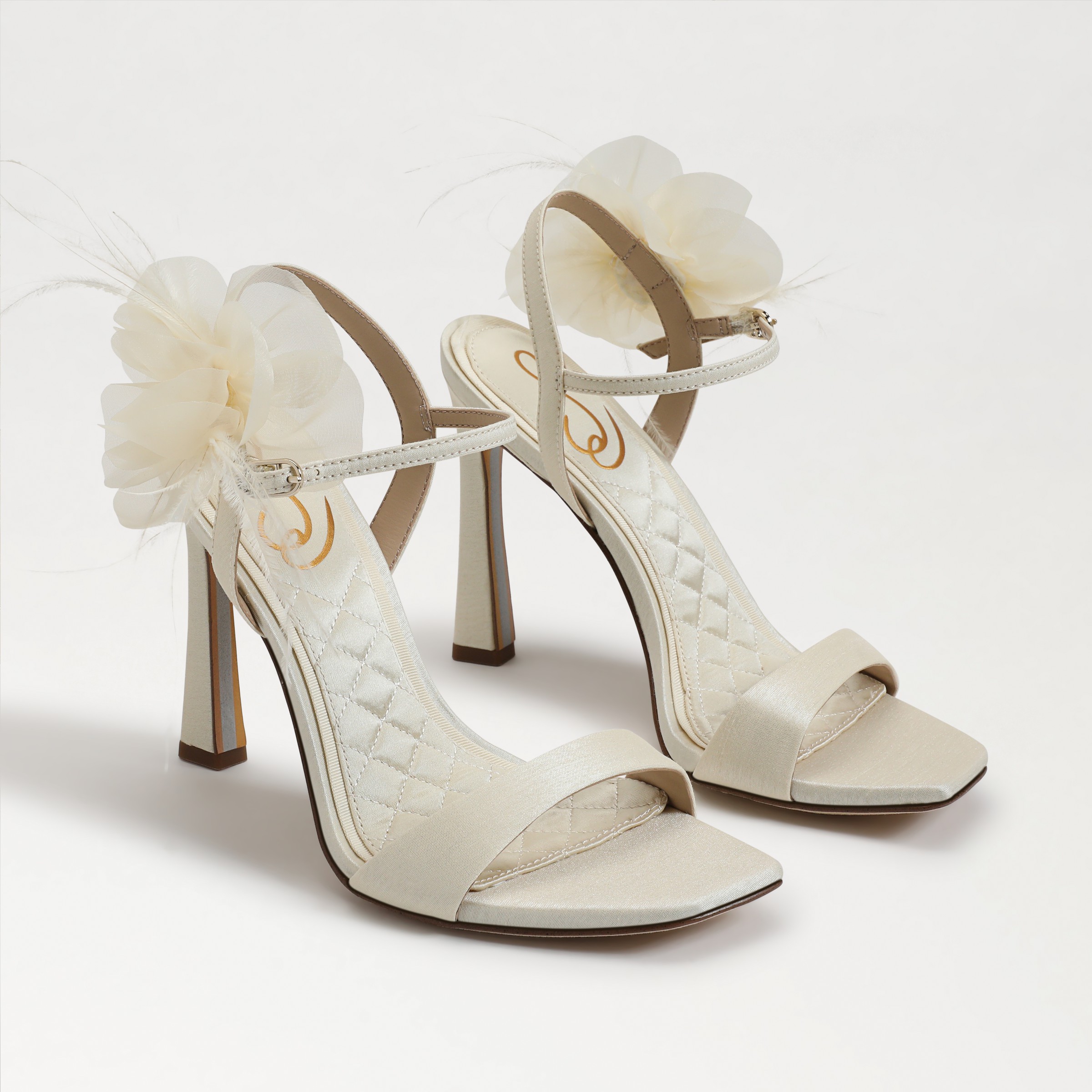 Sam Edelman Leana Flower Strap Heel Pearl Ivory In White