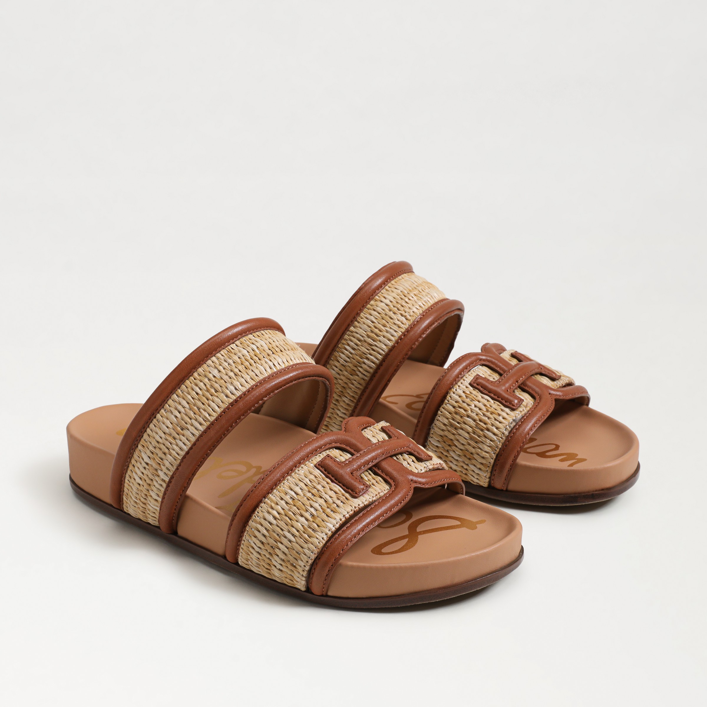 Shop Sam Edelman Rowan Slide Footbed Sandal Dark Natural/spiced Rum Weave In Multi