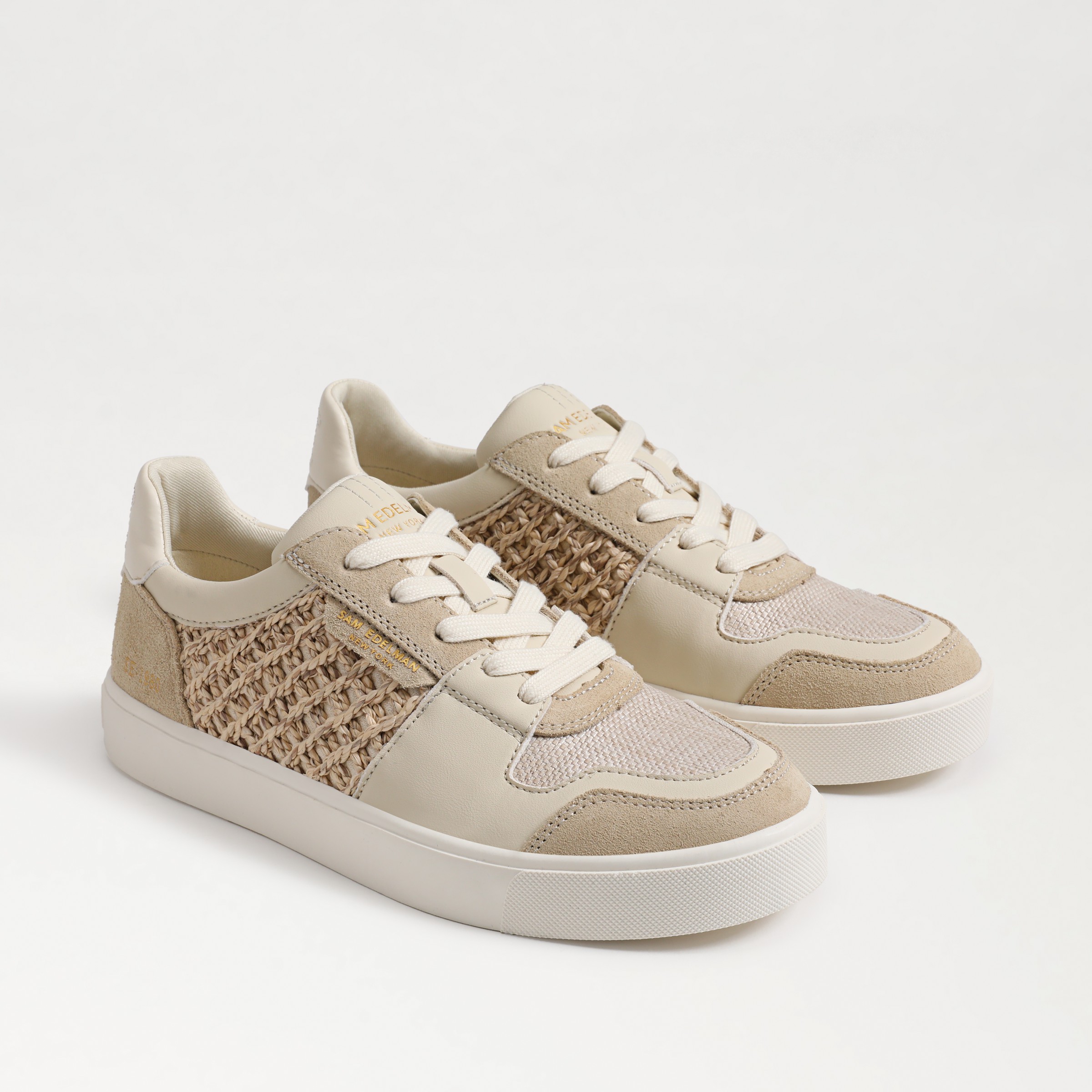 Shop Sam Edelman Elcie Lace Up Sneaker Sandshell/ Honey Tan Suede In Multi