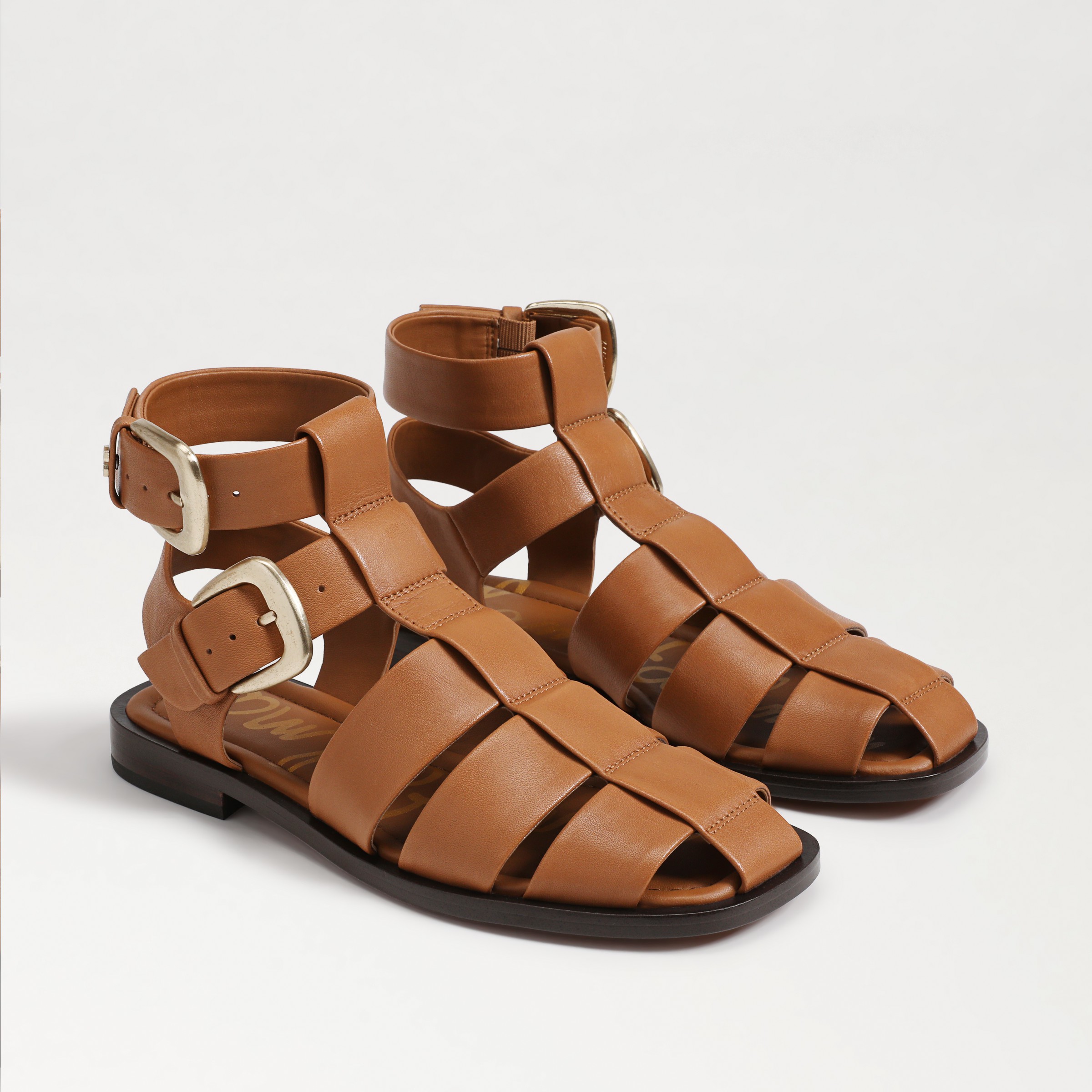 Shop Sam Edelman Dawn Ankle Buckle Sandal Saddle Leather In Brown