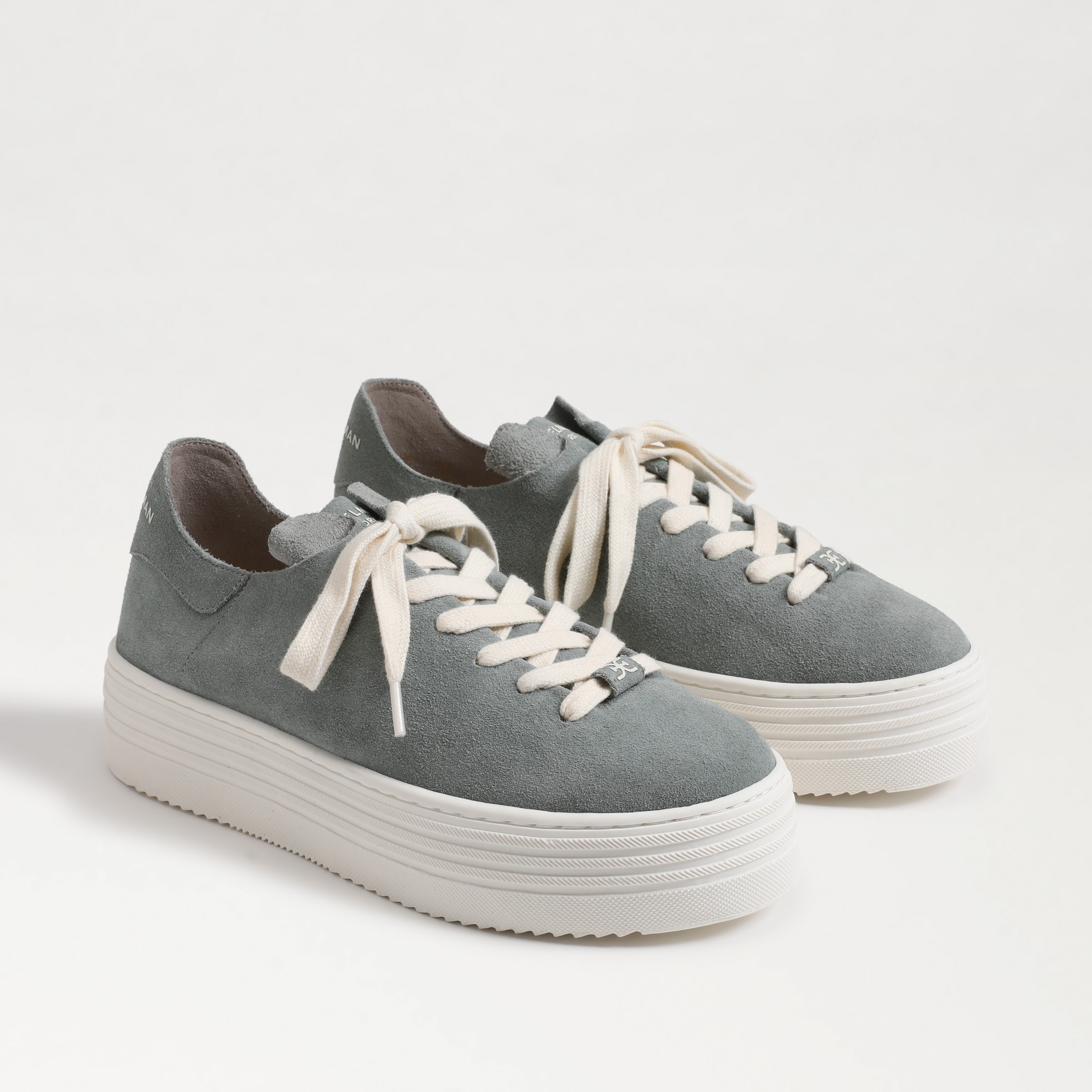 Sam Edelman Pippy Lace Up Sneaker Sky Grey Suede In Blue