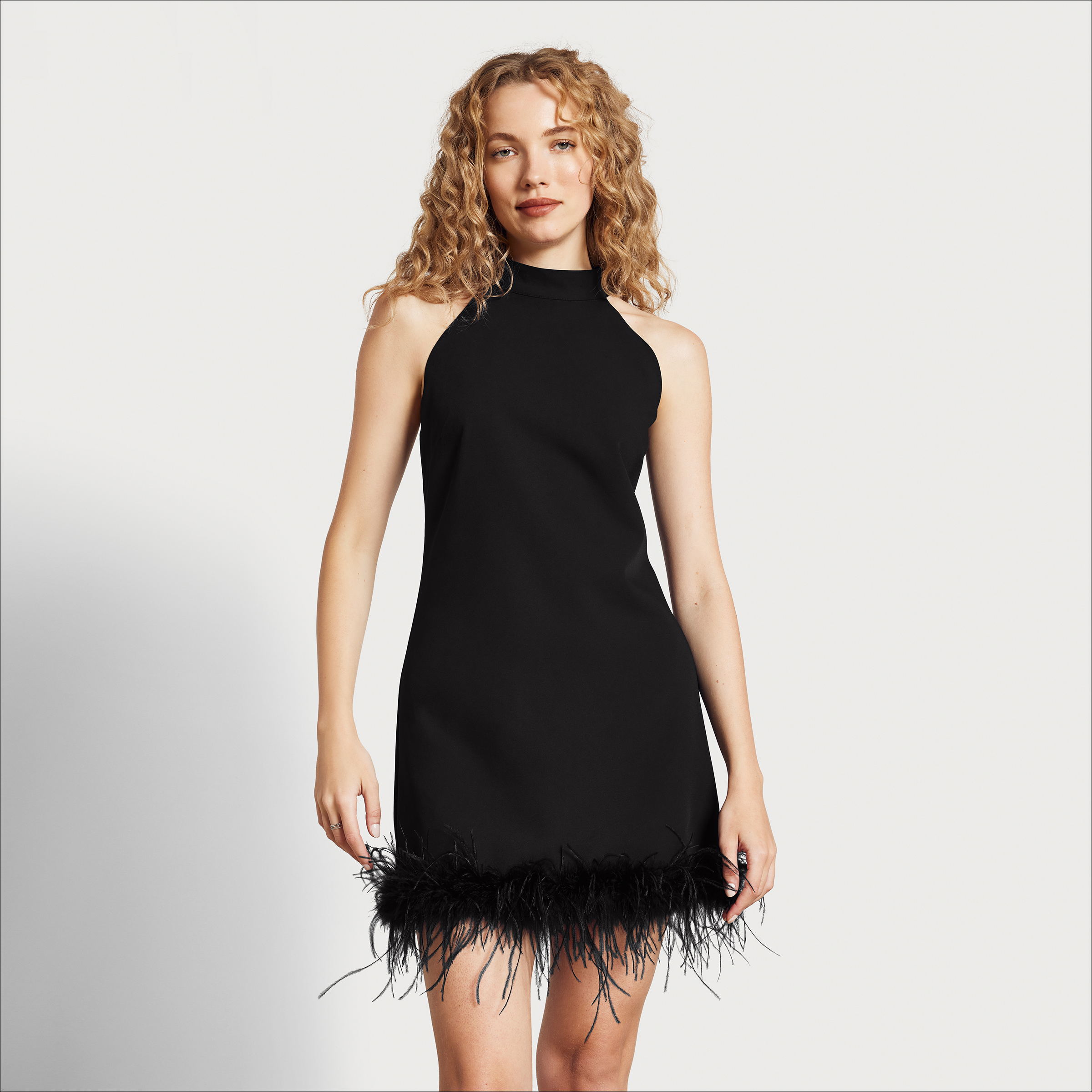 Sam Edelman Three Quarter Sleeve Feather Mini Dress