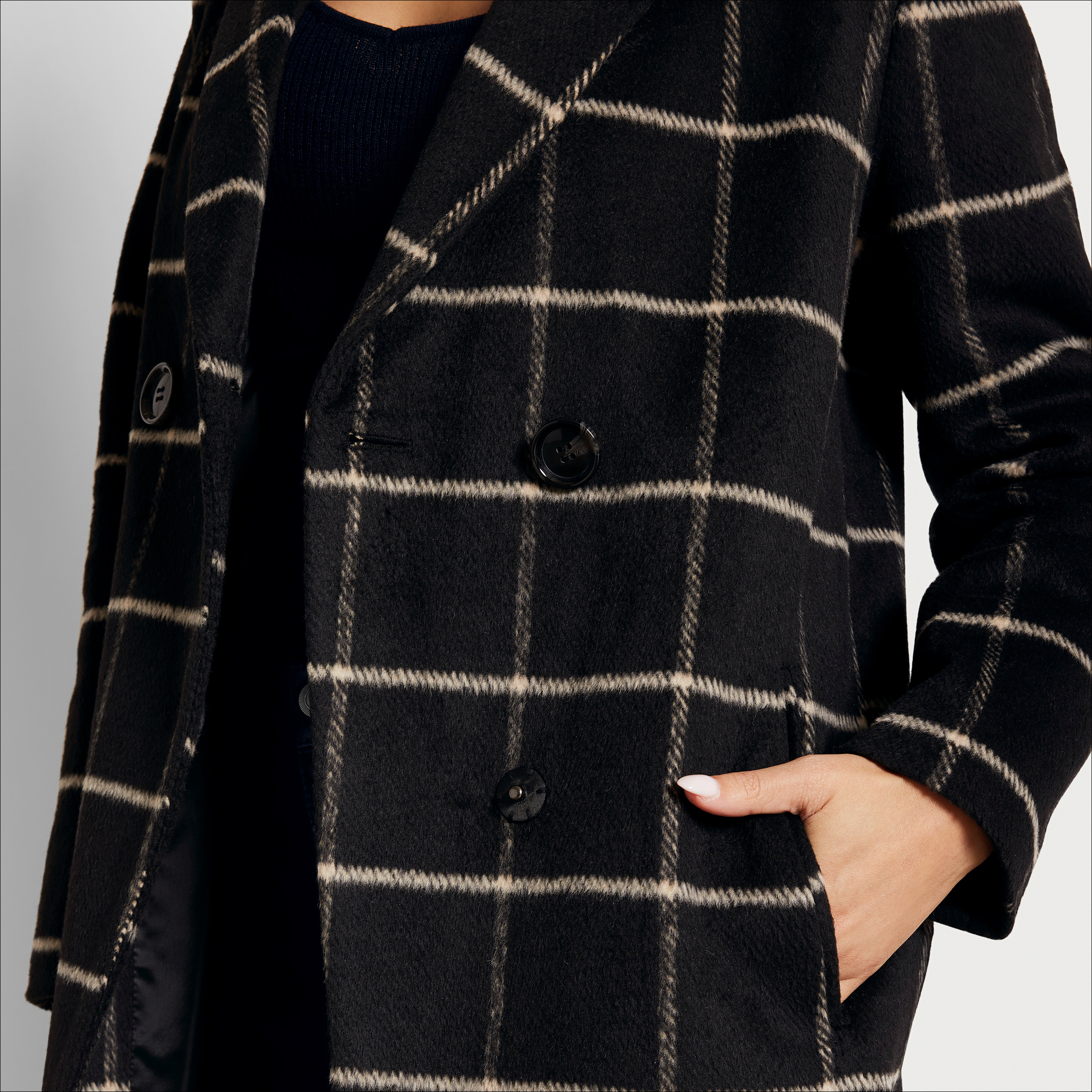 Women's Double-Breasted Plaid Coat